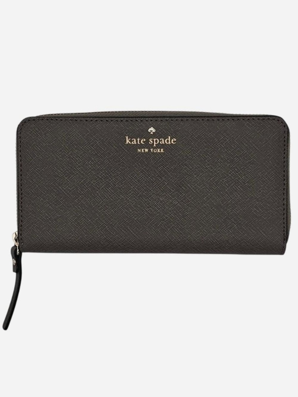 KATE SPADE Dark Gray Saffiano Leather Zip Around Wallet
